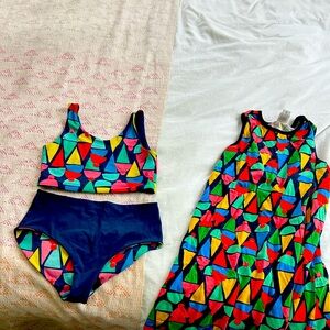 Hanna Andersson Ice Cream Dress and Two Piece reversible Swimsuit